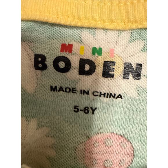 Mini Boden Kids Girls Green Floral Bee Short Sleeve Crew Neck A Line Dress 5-6Y - Picture 4 of 5